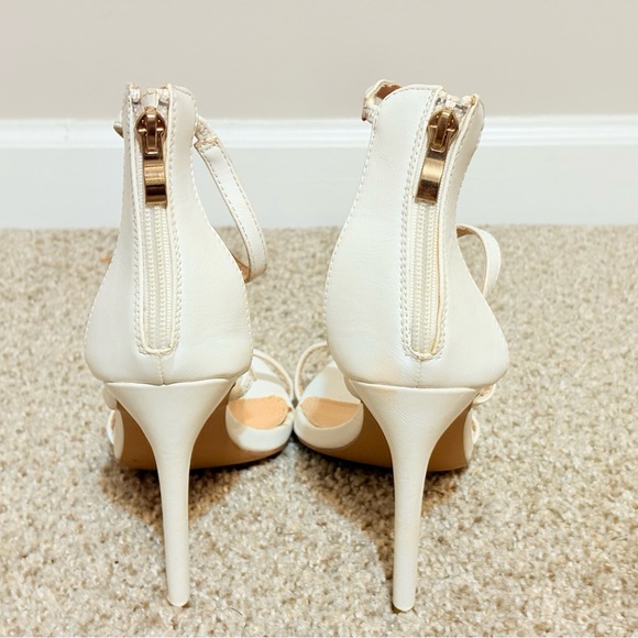 White High Heeled Sandals with Strappy Design and Tall Stiletto Heel - Picture 4 of 6